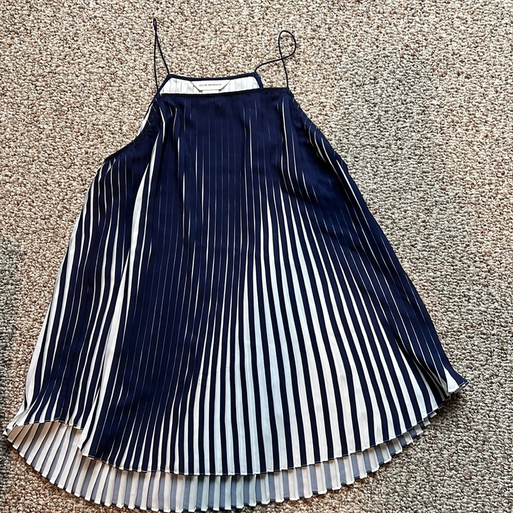 Womens Club Monaco Blue + White Dress Tank Blouse size Medium